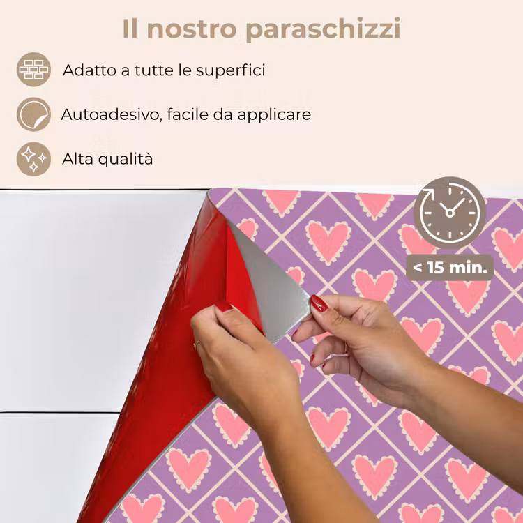 Paraschizzi cucina - Quadrato - Motivo - Viola - Cuori — 4