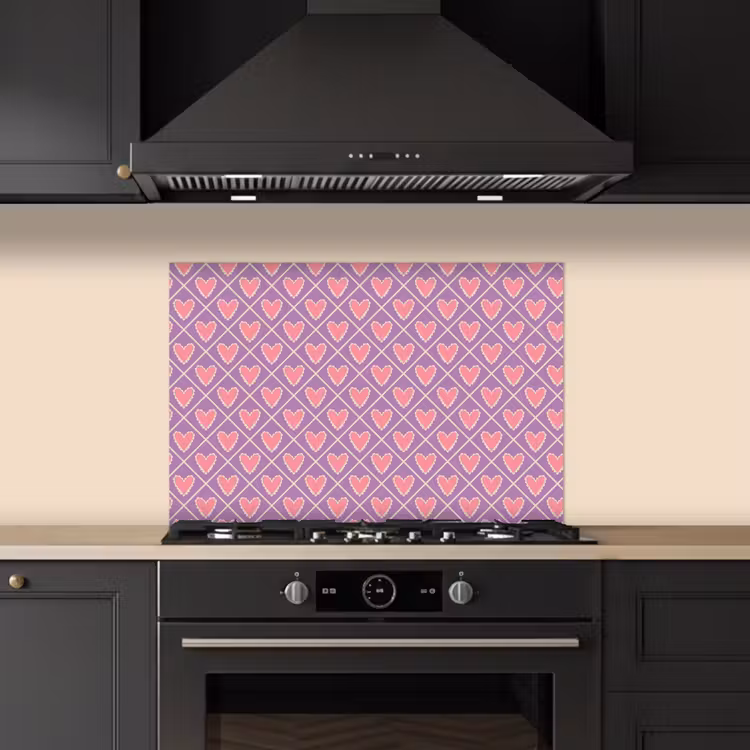 Paraschizzi cucina - Quadrato - Motivo - Viola - Cuori — 5