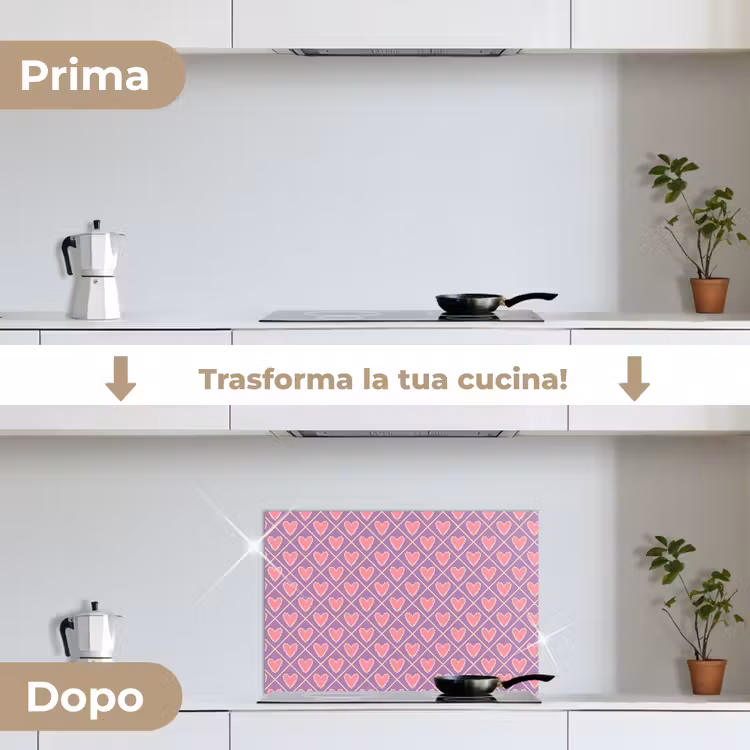 Paraschizzi cucina - Quadrato - Motivo - Viola - Cuori — 7