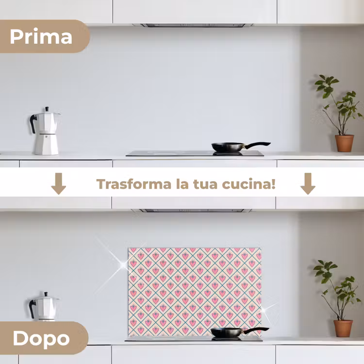 Paraschizzi cucina - Retrò - Quadrato - Cuori - Motivo — 7