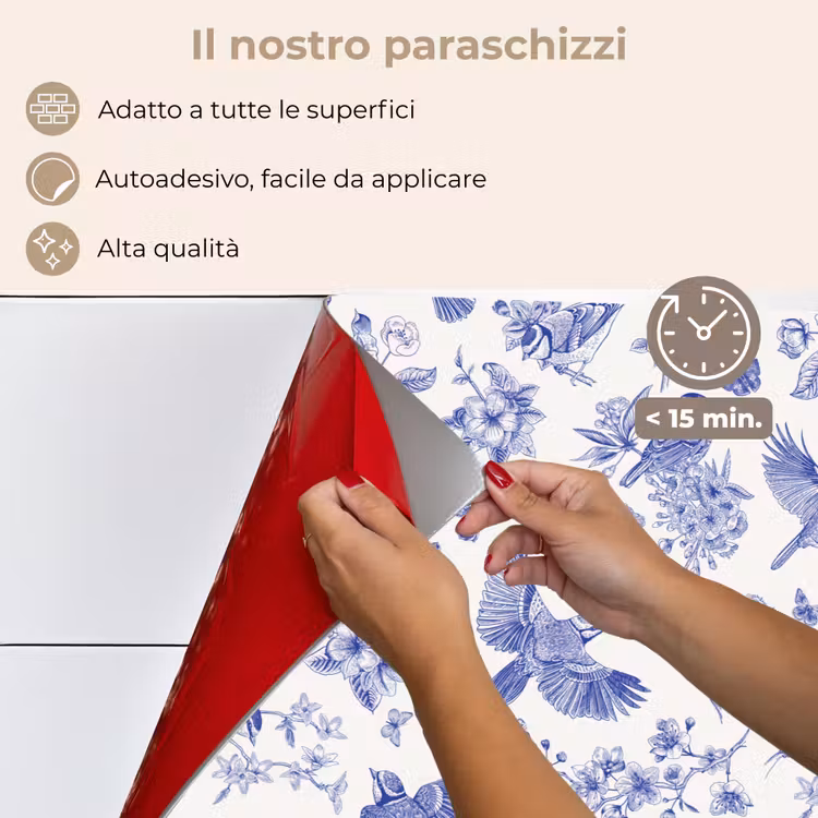 Paraschizzi cucina - Uccelli - Fiori - Blu — 4