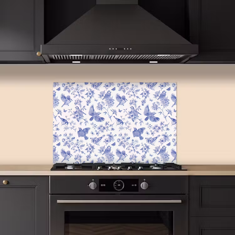 Paraschizzi cucina - Uccelli - Fiori - Blu — 5