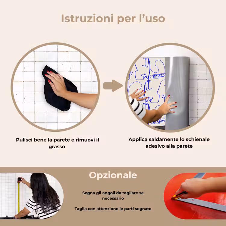 Paraschizzi cucina - Viso - Blu - Linee - Beige — 6