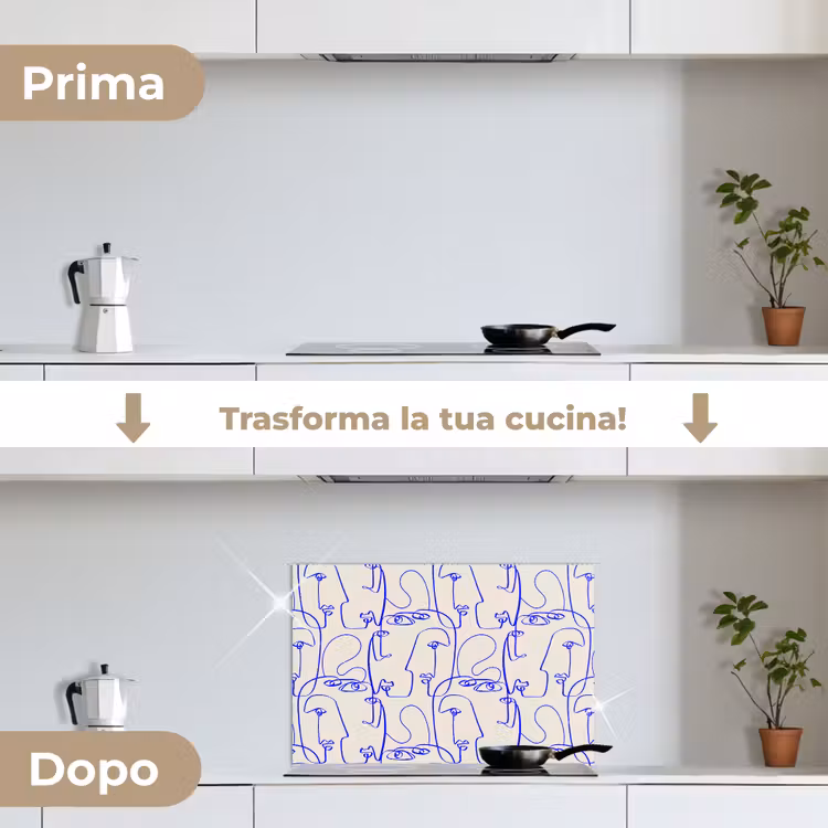 Paraschizzi cucina - Viso - Blu - Linee - Beige — 7