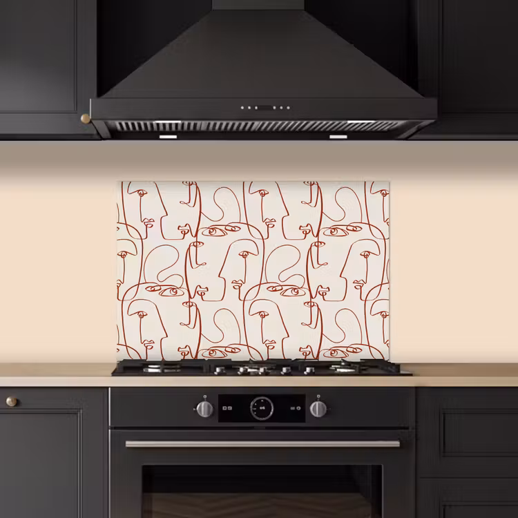 Paraschizzi cucina - Volti - Astratto - Rosso - Beige — 5