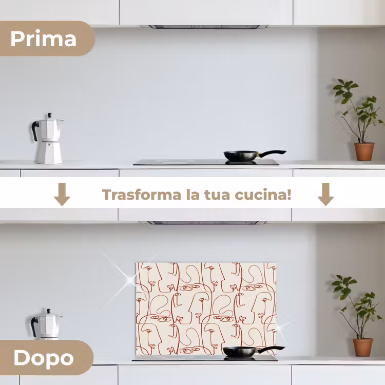 Paraschizzi cucina - Volti - Astratto - Rosso - Beige — 7
