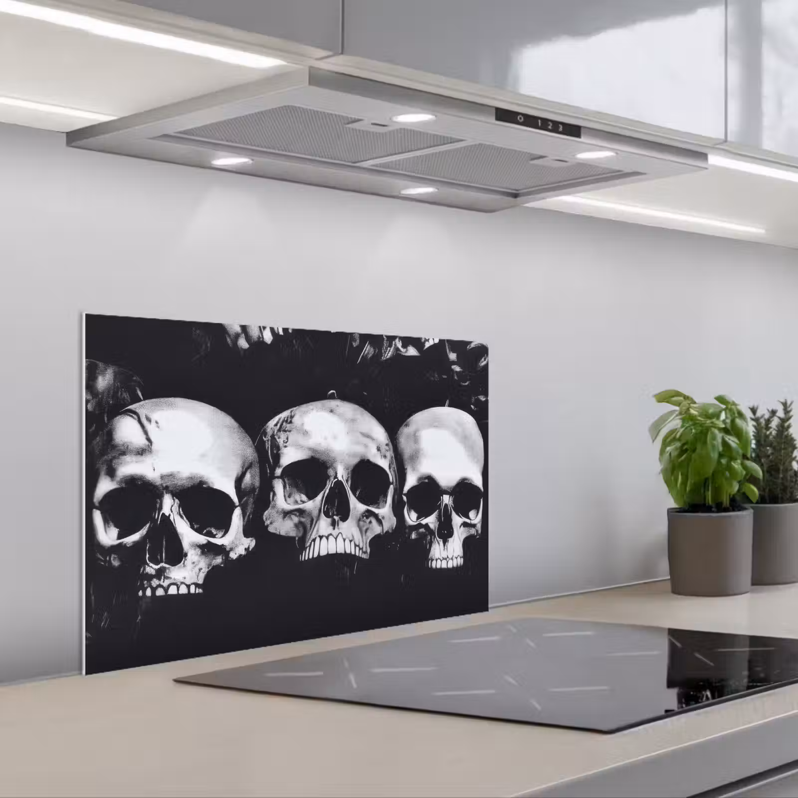 Paraschizzi cucina - Teschi - Nero - Contrasto — 1