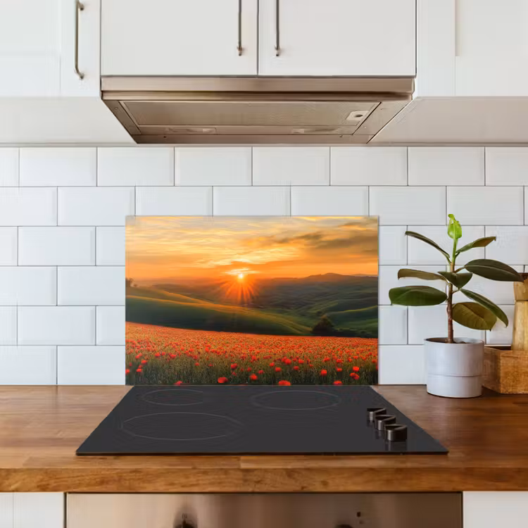 Paraschizzi cucina - Papaveri - Fiori - Colline - Tramonto — 3