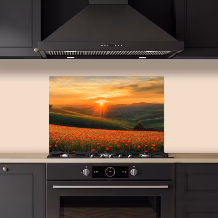 Paraschizzi cucina - Papaveri - Fiori - Colline - Tramonto — 5