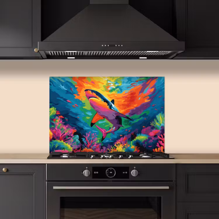 Paraschizzi cucina - Squalo - Barriera corallina - Astratto - Colorato — 5
