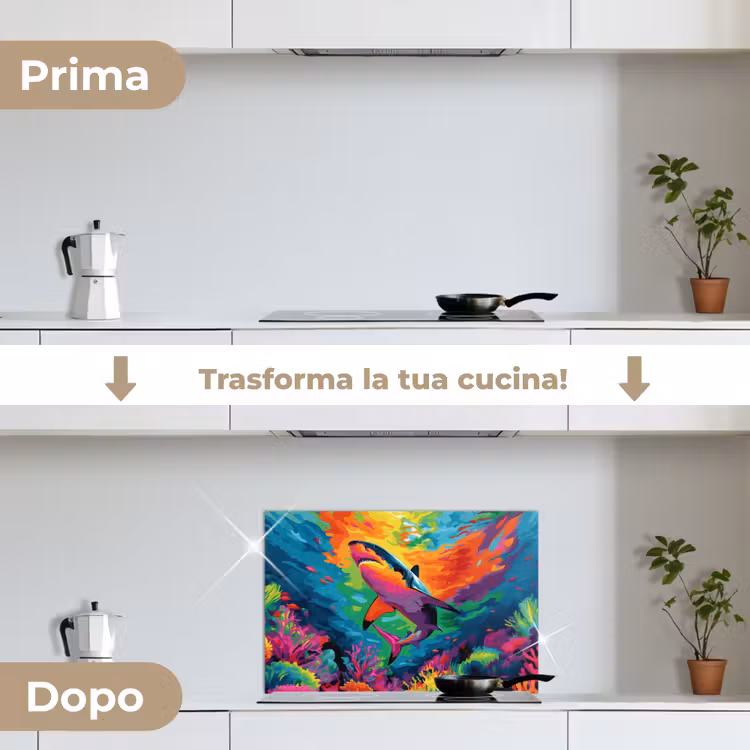 Paraschizzi cucina - Squalo - Barriera corallina - Astratto - Colorato — 7