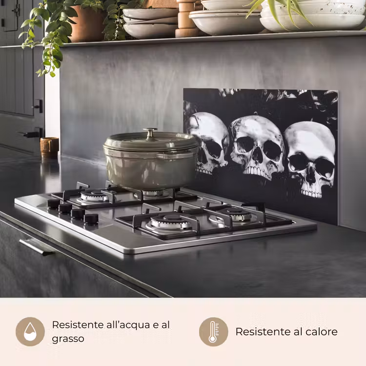 Paraschizzi cucina - Teschi - Nero - Contrasto — 2