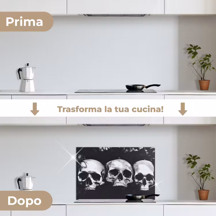 Paraschizzi cucina - Teschi - Nero - Contrasto — 7