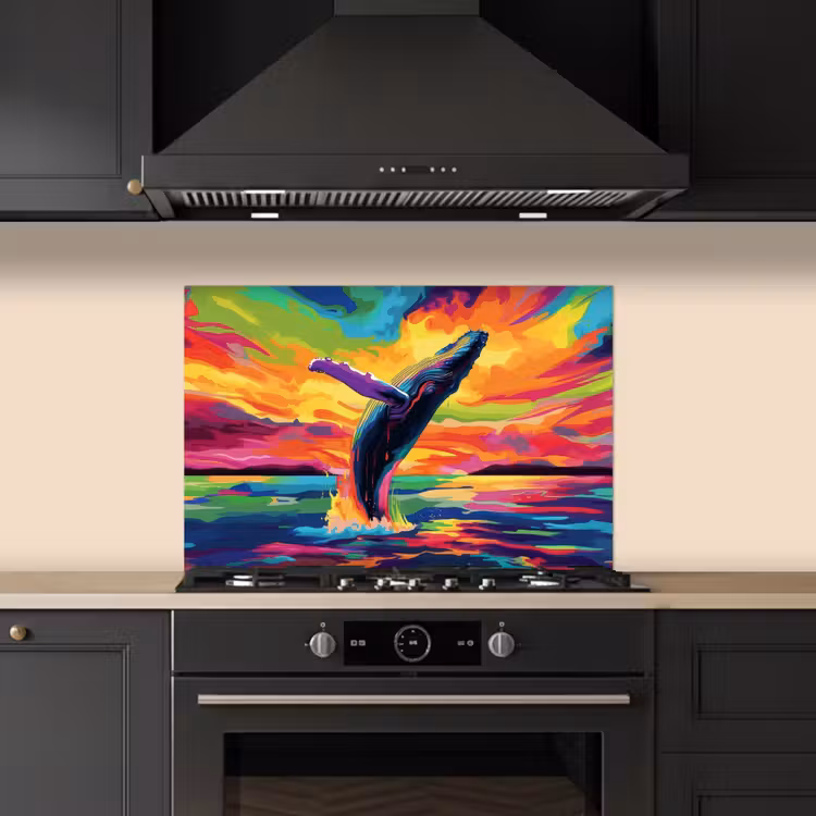 Paraschizzi cucina - Tramonto - Balena - Dipinto - Colorato — 5