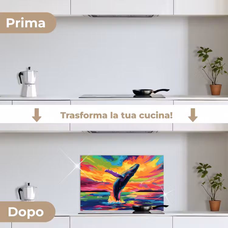 Paraschizzi cucina - Tramonto - Balena - Dipinto - Colorato — 7