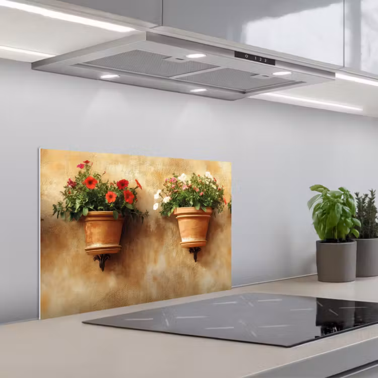 Paraschizzi cucina - Vasi di fiori - Parete - Vintage — 1