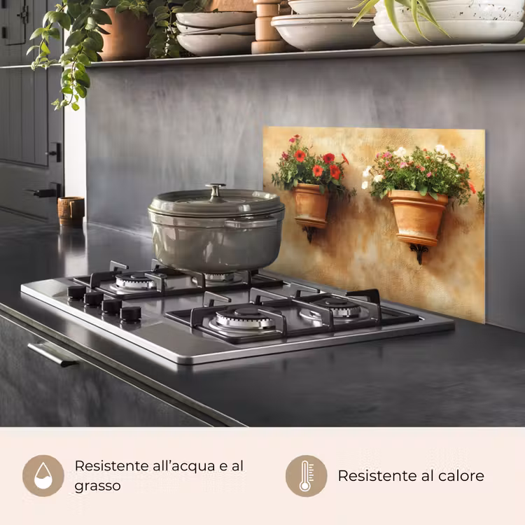 Paraschizzi cucina - Vasi di fiori - Parete - Vintage — 2