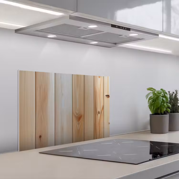 Paraschizzi cucina - Legno - Scaffali - Luce — 1