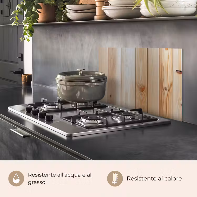 Paraschizzi cucina - Legno - Scaffali - Luce — 2