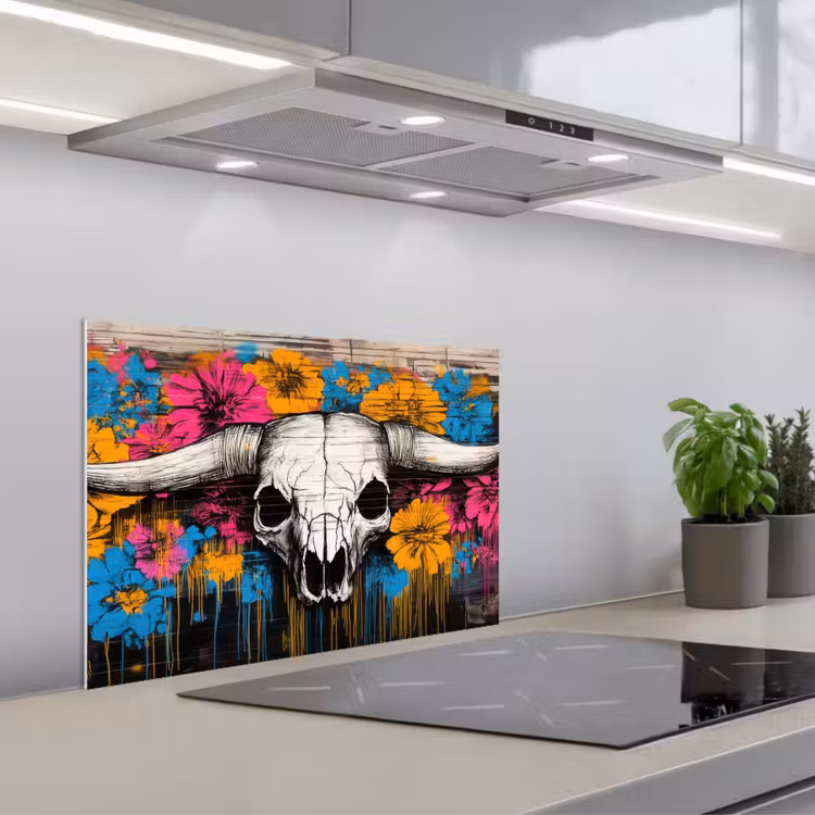 Paraschizzi cucina - Teschio - Fiori - Graffiti — 1