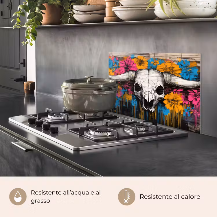 Paraschizzi cucina - Teschio - Fiori - Graffiti — 2