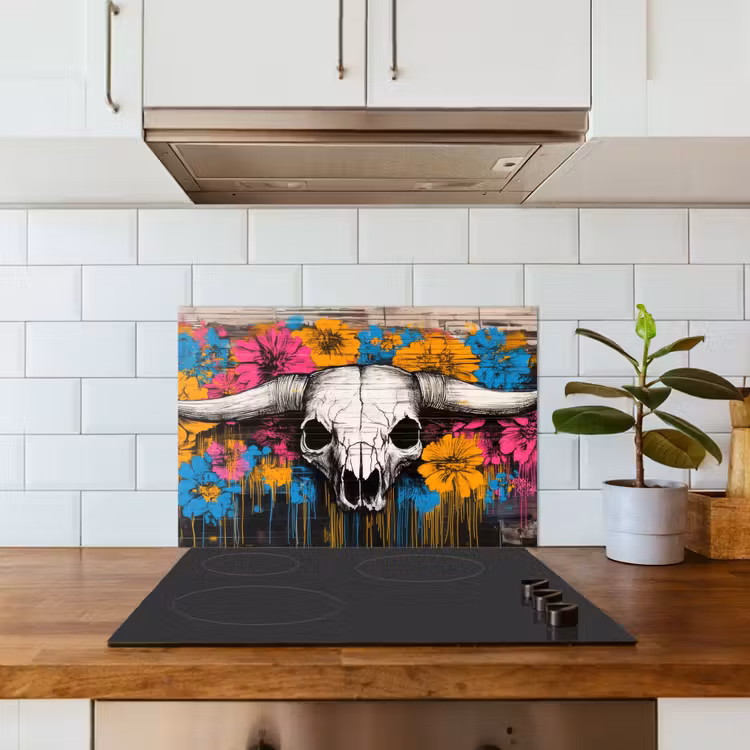 Paraschizzi cucina - Teschio - Fiori - Graffiti — 3