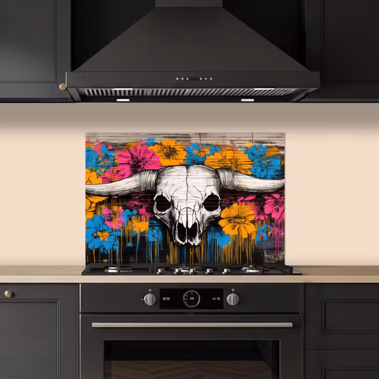 Paraschizzi cucina - Teschio - Fiori - Graffiti — 5