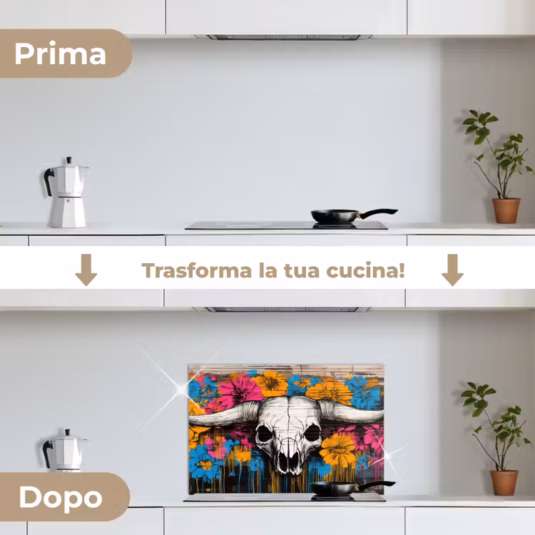 Paraschizzi cucina - Teschio - Fiori - Graffiti — 7