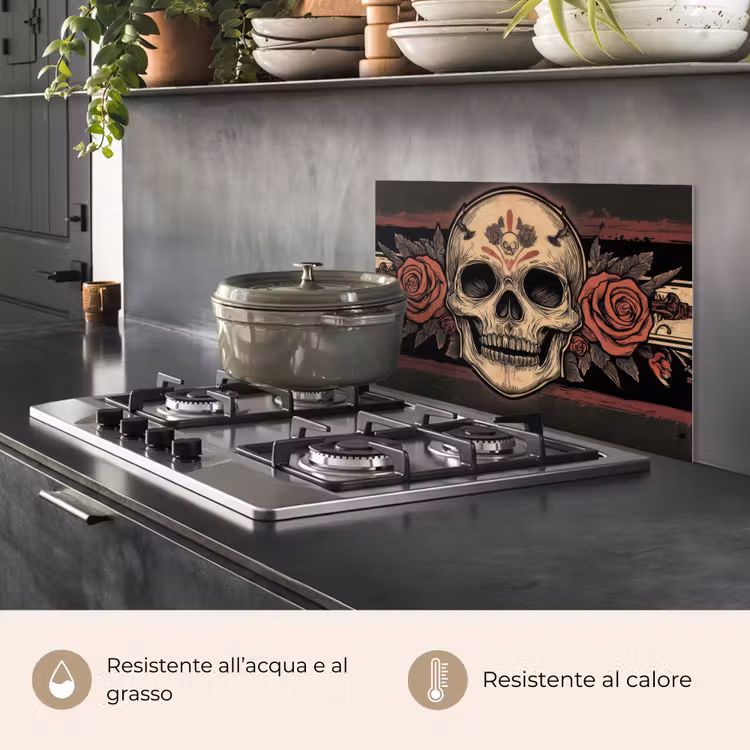 Paraschizzi cucina - Teschio - Rose - Gotico — 2