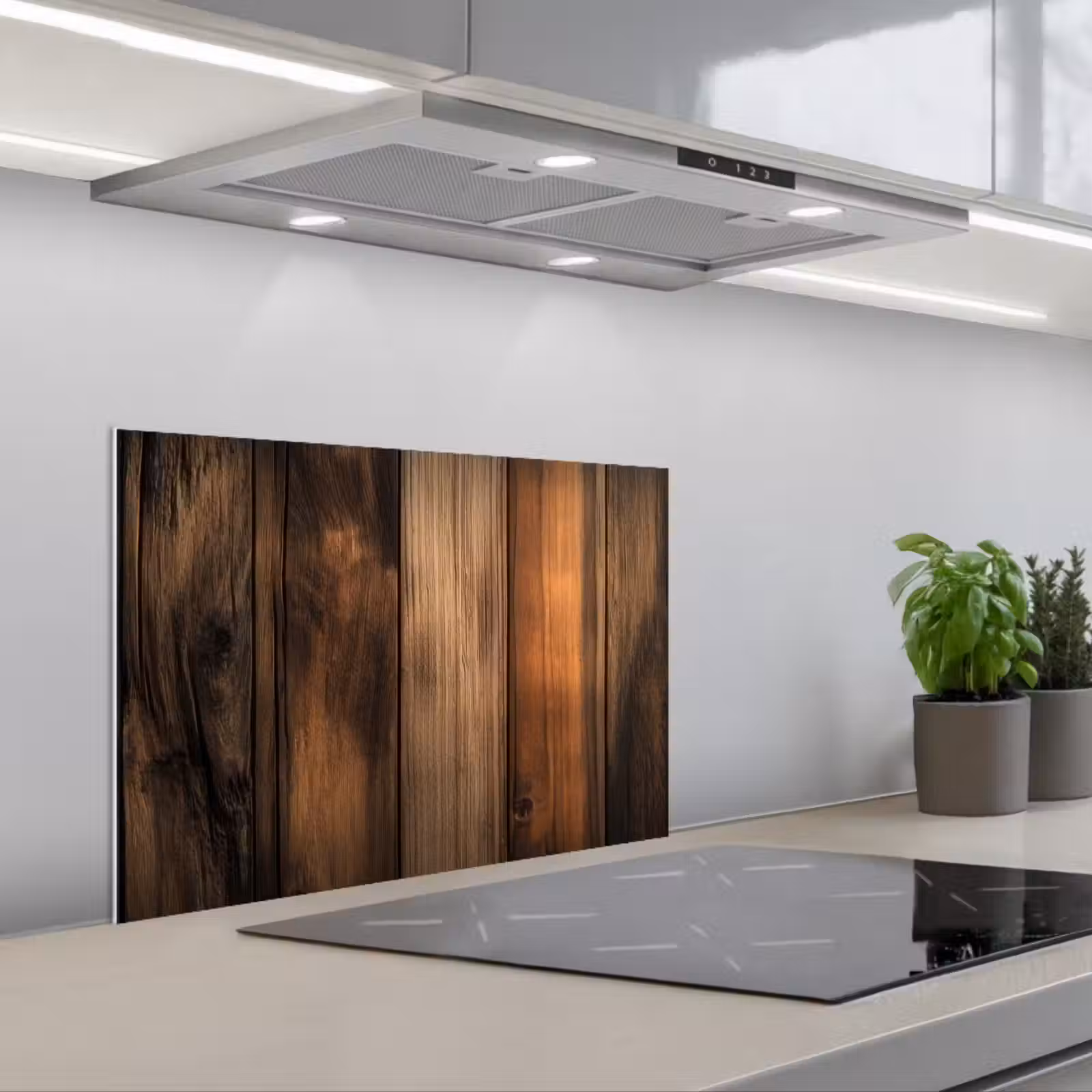 Paraschizzi cucina - Legno - Rustico - Tavole scure — 1