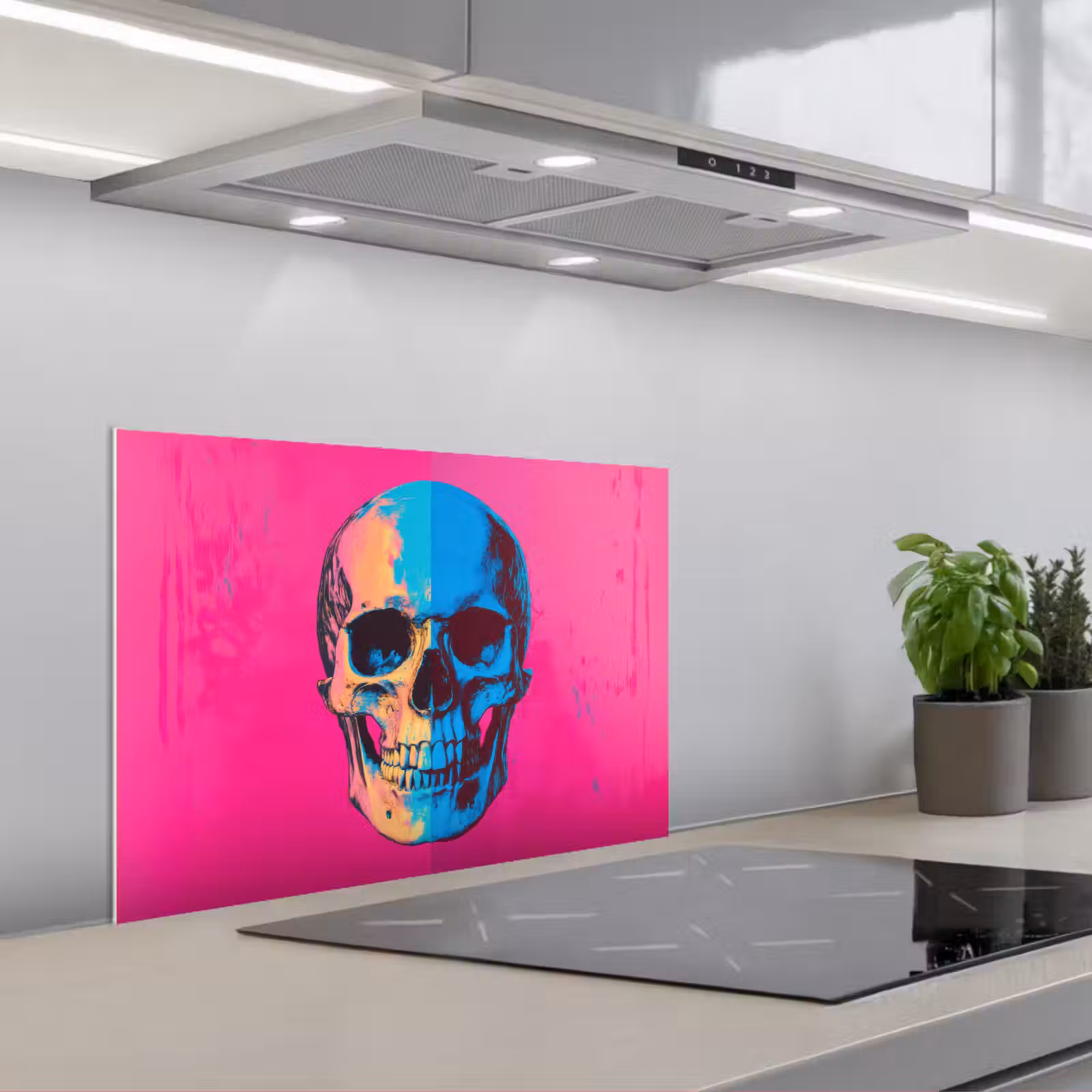 Paraschizzi cucina - Neon - Blu - Pop-art - Teschio — 1