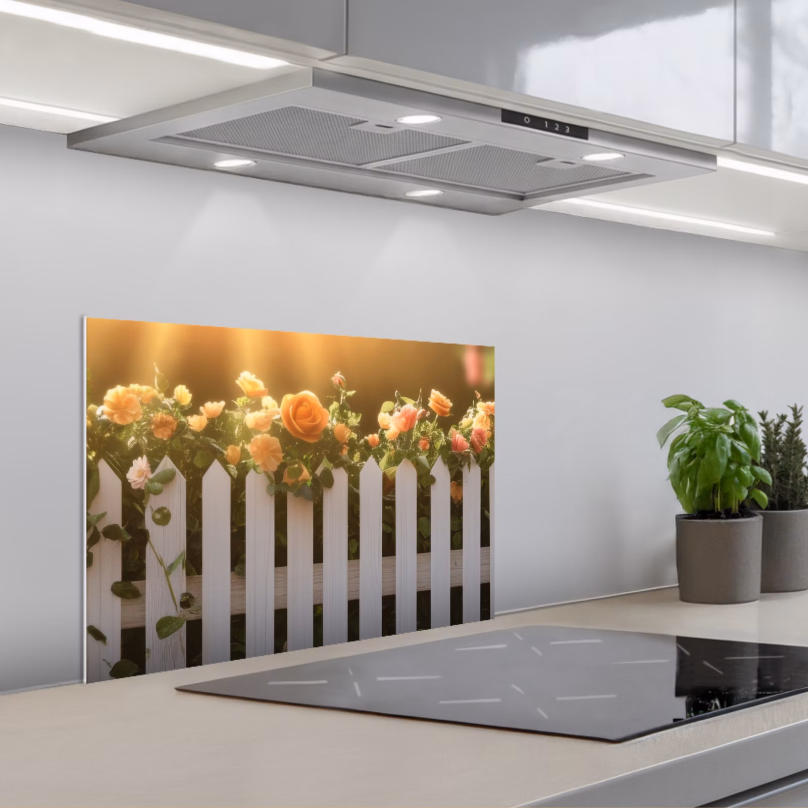 Paraschizzi cucina - Rose - Recinzione - Luce solare — 1