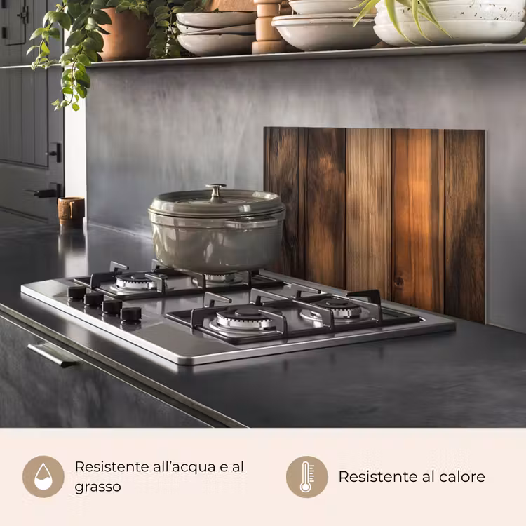 Paraschizzi cucina - Legno - Rustico - Tavole scure — 2