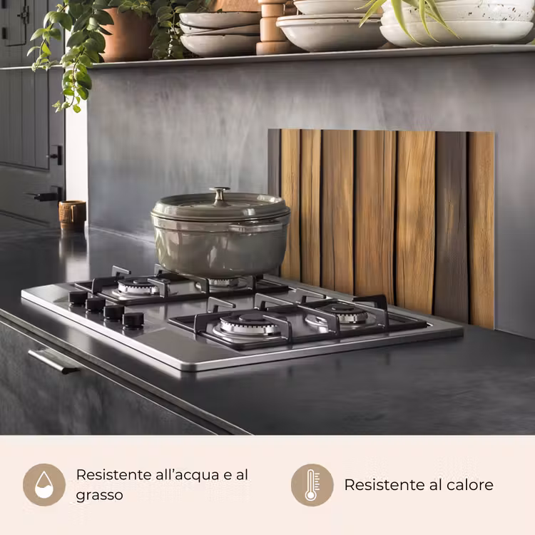 Paraschizzi cucina - Legno - Tavole - Toni naturali — 2