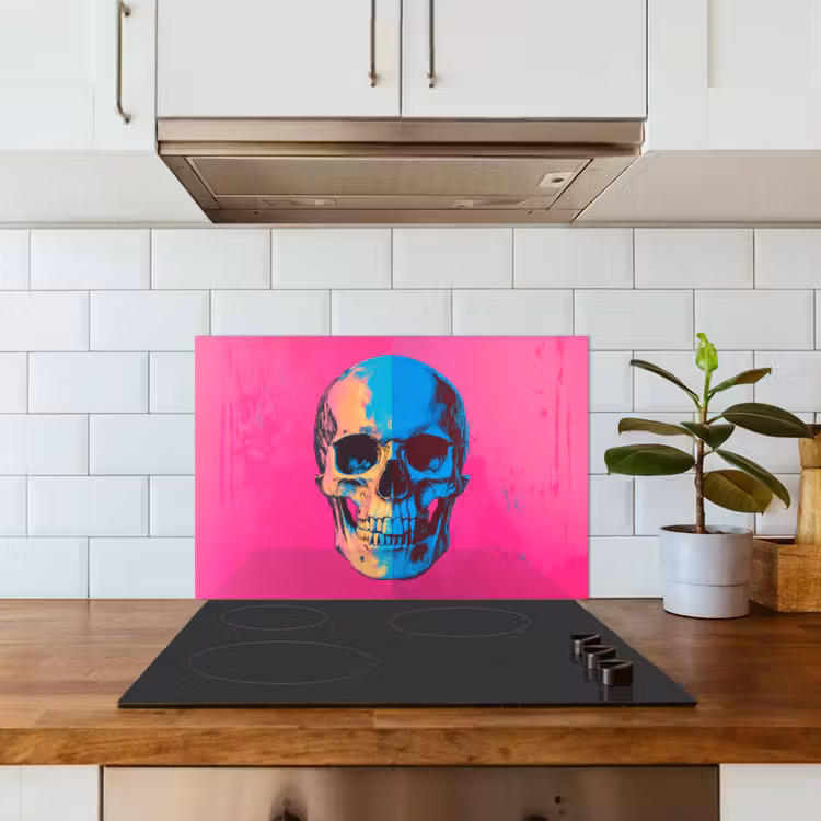 Paraschizzi cucina - Neon - Blu - Pop-art - Teschio — 3