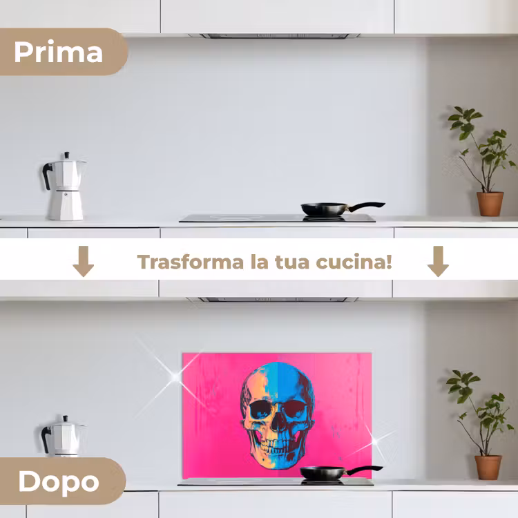 Paraschizzi cucina - Neon - Blu - Pop-art - Teschio — 7