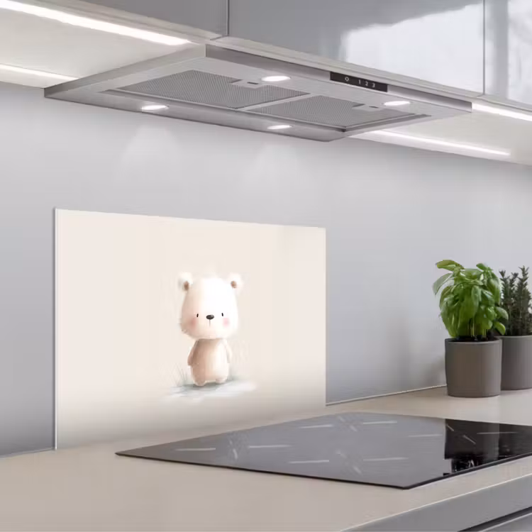 Paraschizzi cucina - Orso - Fiocco di neve - Bianco - Fluffy — 1