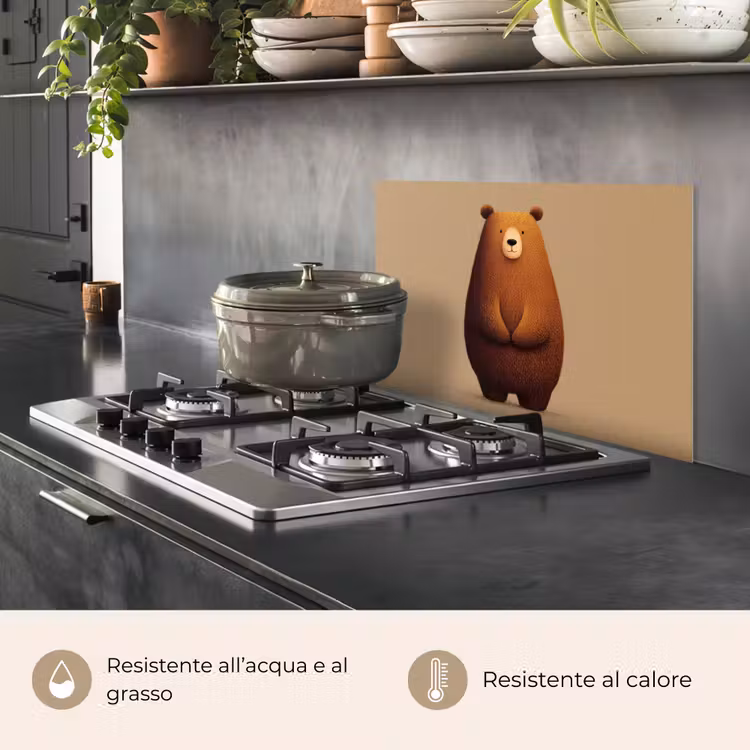 Paraschizzi cucina - Orso - Minimalista - Marrone — 2
