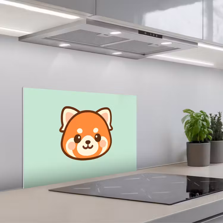 Paraschizzi cucina - Panda rosso - Verde - Cartone animato — 1