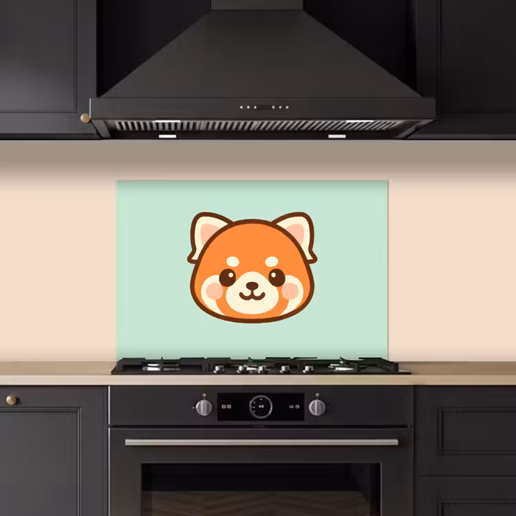 Paraschizzi cucina - Panda rosso - Verde - Cartone animato — 5