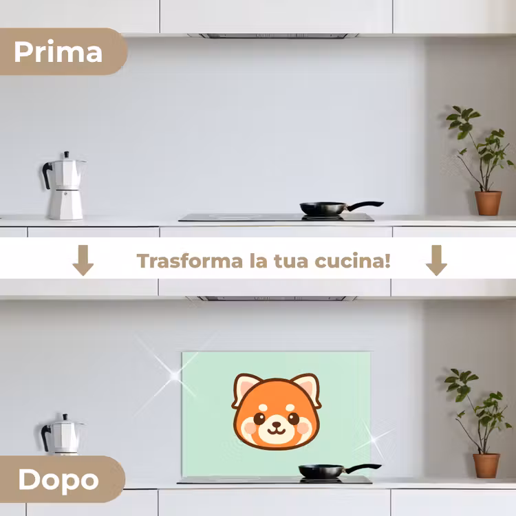 Paraschizzi cucina - Panda rosso - Verde - Cartone animato — 7