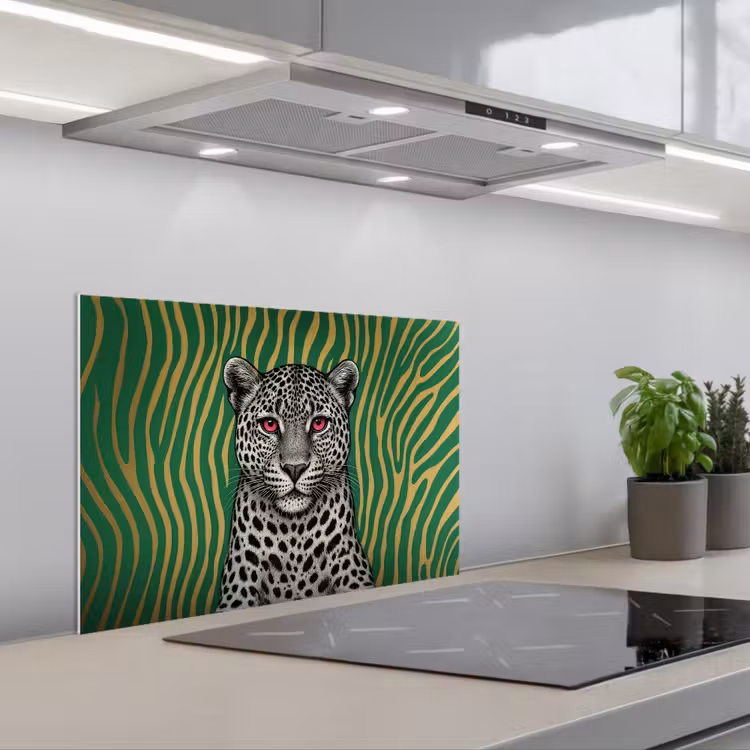 Paraschizzi cucina - Pantera - Motivo zebrato - Verde — 1