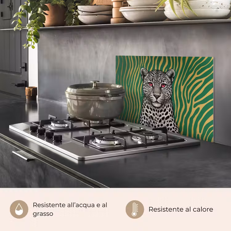 Paraschizzi cucina - Pantera - Motivo zebrato - Verde — 2