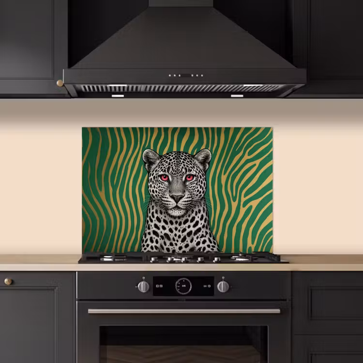Paraschizzi cucina - Pantera - Motivo zebrato - Verde — 5