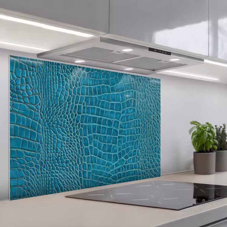 Paraschizzi cucina - Pelle di coccodrillo - Blu - Esotico — 1