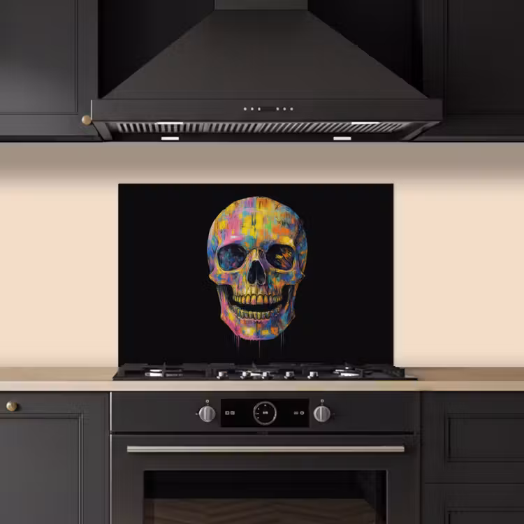 Paraschizzi cucina - Pennellate - Teschio - Colorato - Astratto — 5