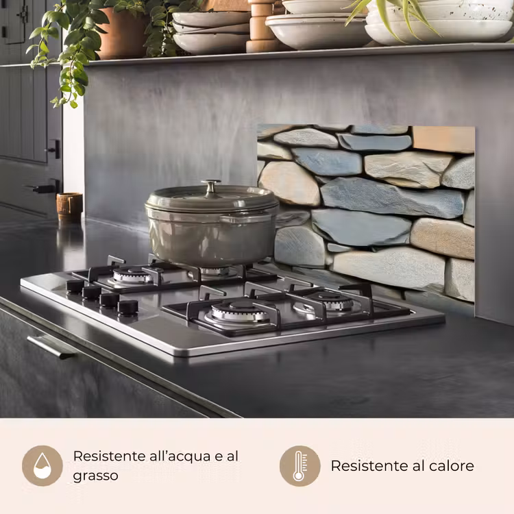 Paraschizzi cucina - Pietre - Rustico - Grigio — 2