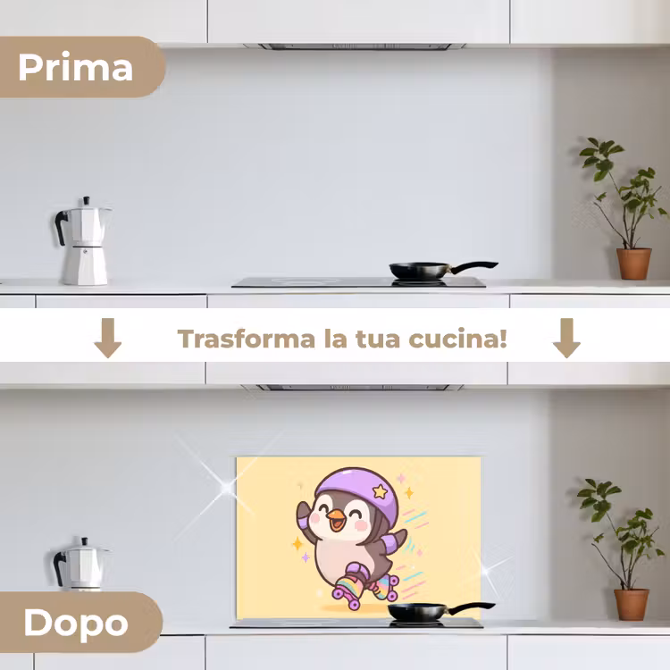 Paraschizzi cucina - Pinguino - Pattini a rotelle - Giallo - Energetico — 7