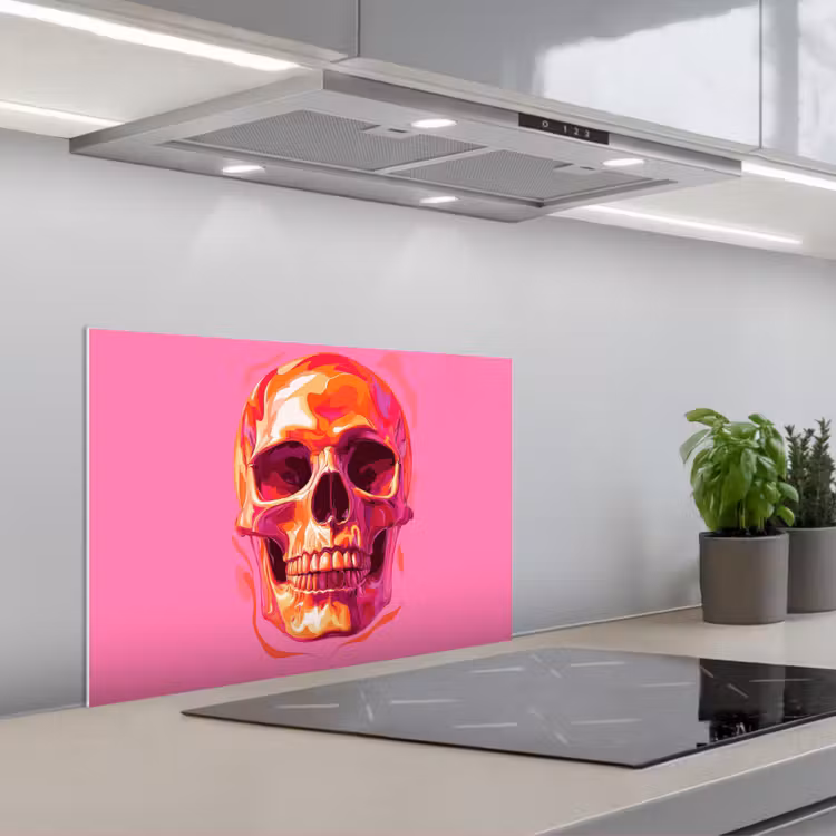 Paraschizzi cucina - Rosa brillante - Denti - Cranio — 1