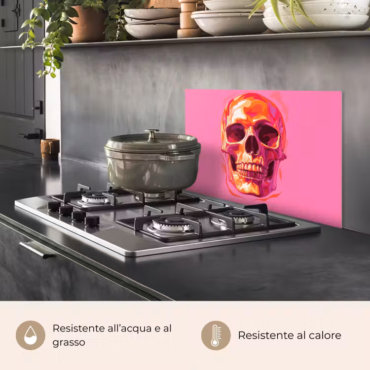 Paraschizzi cucina - Rosa brillante - Denti - Cranio — 2